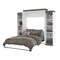 Bestar Orion 104W Queen Murphy Bed with 2 Narrow Shelving Units (105W), White & Walnut Grey 116884-000017 - alternate 2